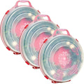 HOMZ 3-Pack Seasonal Holiday Decorative Wreath Storage Organizer. 24 Inch. Red & Clear - Round Plastic Christmas Decoration Holder for Wreaths and Garlands w/ 4-Way Latches Built-In Handle