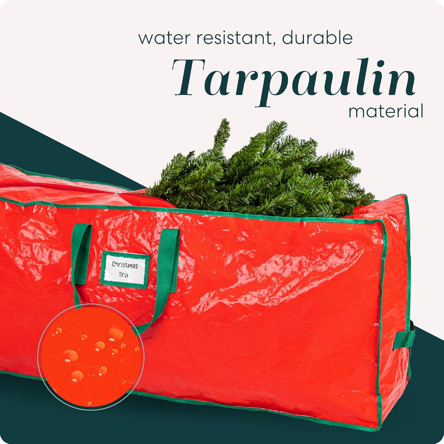 Handy Laundry Christmas Tree Storage Bag for 9 Foot Artificial Tree – Heavy Duty Waterproof Tarp. Reinforced Handles. Double Zipper. Protects from Dust & Moisture. Spacious Holiday Décor Storage. Red
