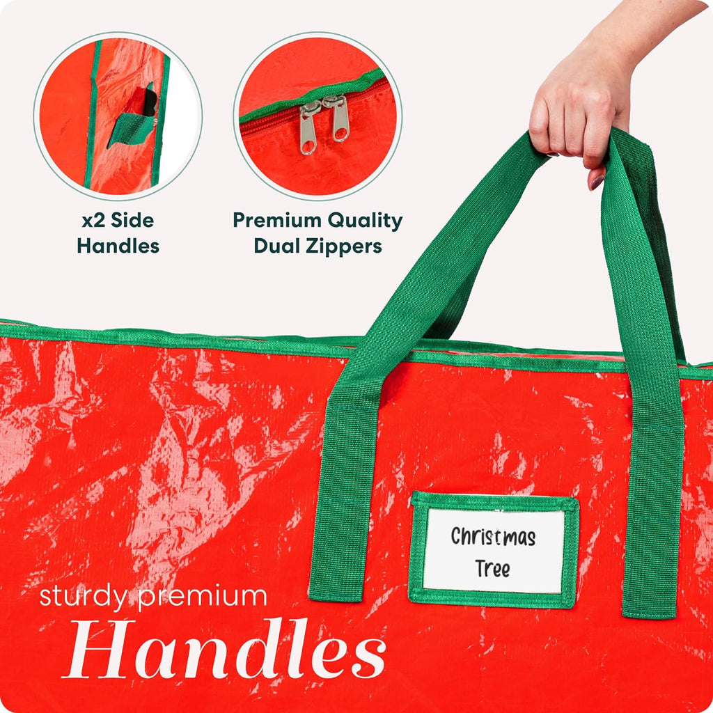Handy Laundry Christmas Tree Storage Bag for 9 Foot Artificial Tree – Heavy Duty Waterproof Tarp. Reinforced Handles. Double Zipper. Protects from Dust & Moisture. Spacious Holiday Décor Storage. Red