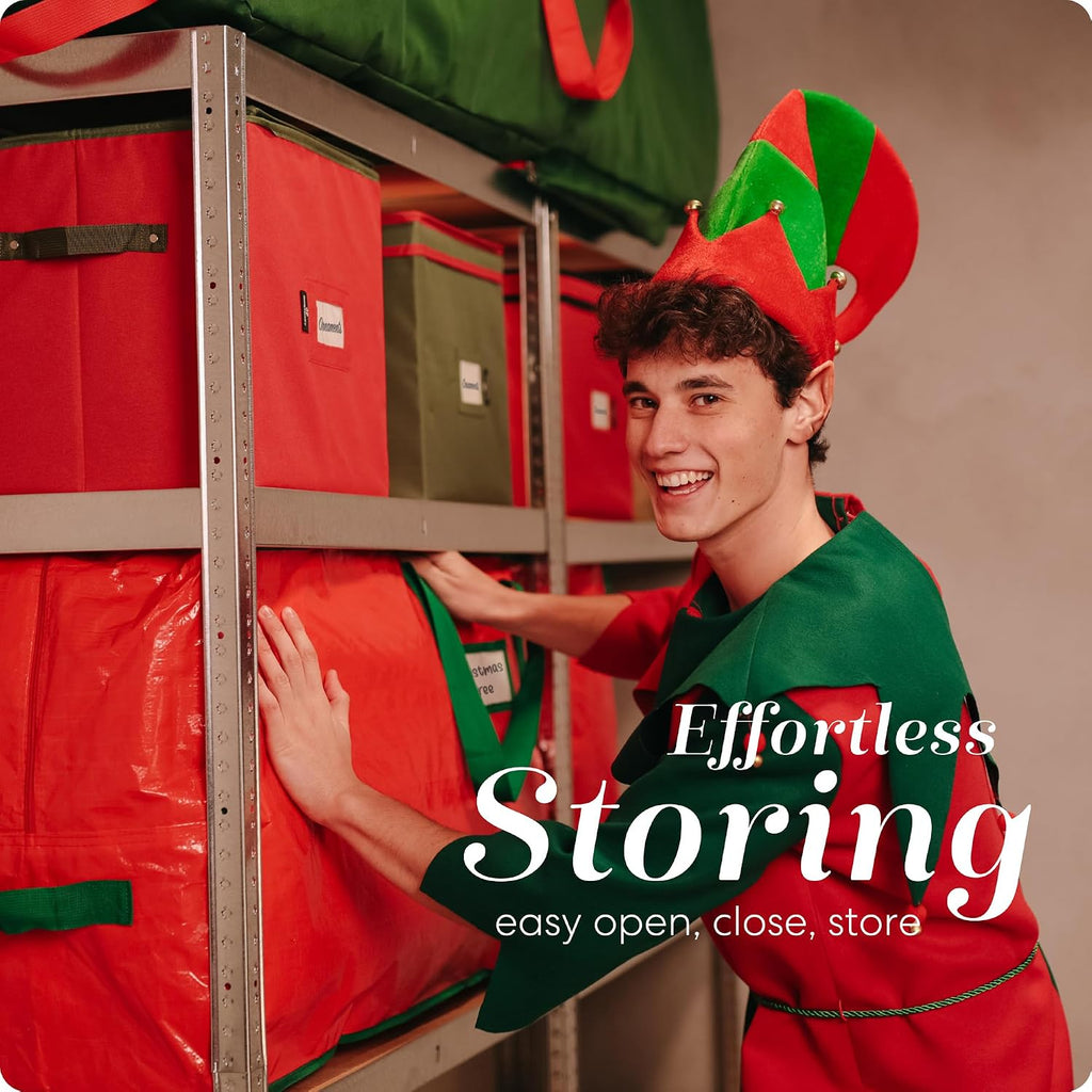 Handy Laundry Christmas Tree Storage Bag for 9 Foot Artificial Tree – Heavy Duty Waterproof Tarp. Reinforced Handles. Double Zipper. Protects from Dust & Moisture. Spacious Holiday Décor Storage. Red